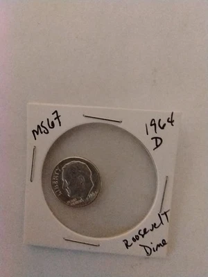 1964 (D) Silver Roosevelt Dime 10¢ - Choice to Gem Out Of A Proof Set - Image 1 of 3