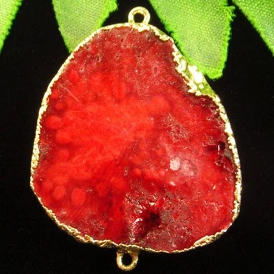 Cuentas colgantes geoda cuarzo druzy ágata cristal titanio rojo 40x36x7 mm H86531 Foto 1 de 2