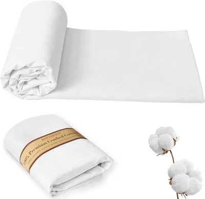 "Tela de algodón 100 % peinado de 58"" de ancho por yarda, tela blanca, suave y duradera, Q" Foto 1 de 4