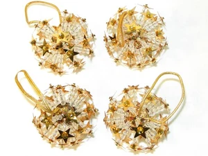 4 spille oro paillettes e perline trasparenti ornamenti stella cosmica anni 70 2" T334  - Foto 1 di 4