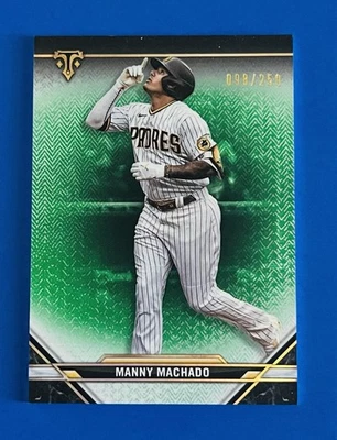 2021 Triple Threads Manny Machado Padres Emerald Parallel Card #9; #d /259 - Image 1 of 2