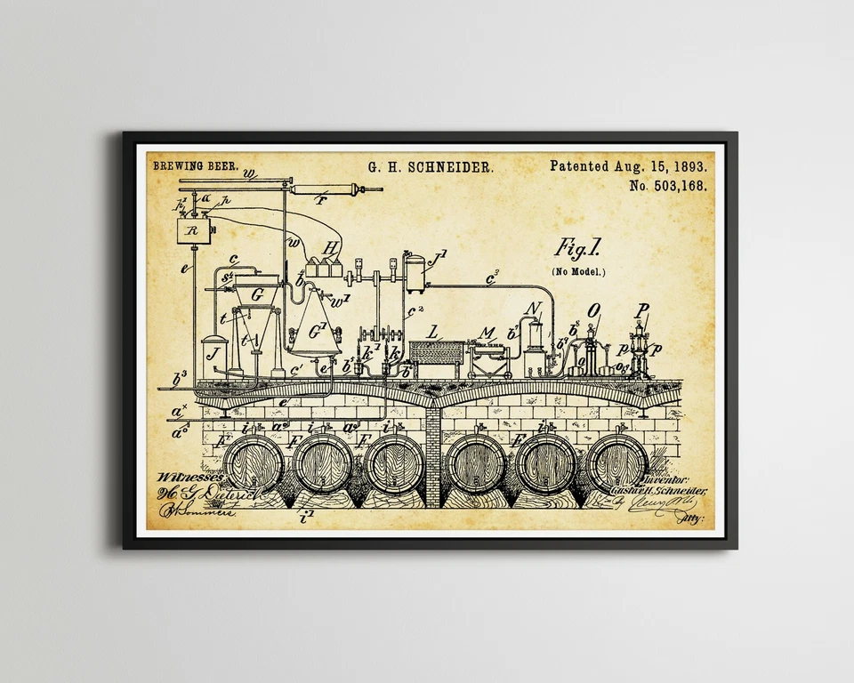 ¡Póster de patente Schneider BEER Brewing 1893! (hasta 24" x 36") - Cervecería - Alemana Foto 1 de 4