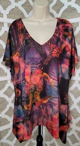 ¡Blusa cuello en V de manga corta Notations talla 3X! *Envío gratuito* - Imagen 1 de 2