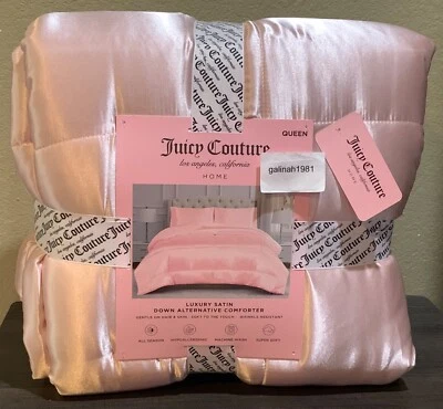 Juicy Couture Luxurious Soft Pink Satin QUEEN Down Alternative Comforter - Image 1 of 4