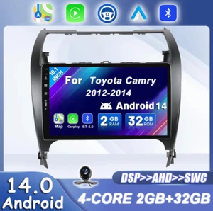 For 2012-2014 Toyota Camry 10.1" Car Stereo Radio Android 14 CarPlay GPS 2G+32GB - Picture 1 of 18