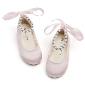 Toddler Little Ballet Shoes Light Pink Size 11 Flower Girls Mary Jane Flats D... - Picture 1 of 6
