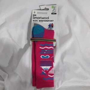 NWT Smartwool Kids' Wintersport Socks - Pink Blue Mountains Size Medium 12-2.5 - Picture 1 of 6