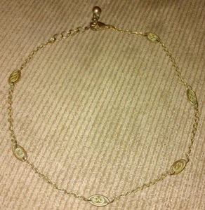 VINTAGE GOLD PLATED ANKLE BRACELET ADJUSTABLE 80s? 10 1/2" - Picture 1 of 3