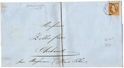 FRANCE / NAPOLEON IMPERF 1853 / Y&T # 13B USED ON COVER POSTMARK CANCELLATION - Image 1 of 3