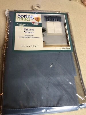 NEW Springmaid Tailored Valance Blue Topaz 84”x15" Rod pocket Cotton Blend - Image 1 of 4