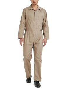 Men's Long Sleeve Coverall, Snap & Zip-Front Basic Blended Coverall S-XXXL Size