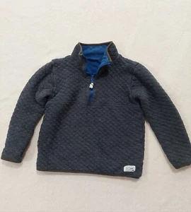 J Crew Crewcuts Quilted Reversible Pullover Sweatshirt Boys Gray Blue 1/4 Zip - Picture 1 of 8