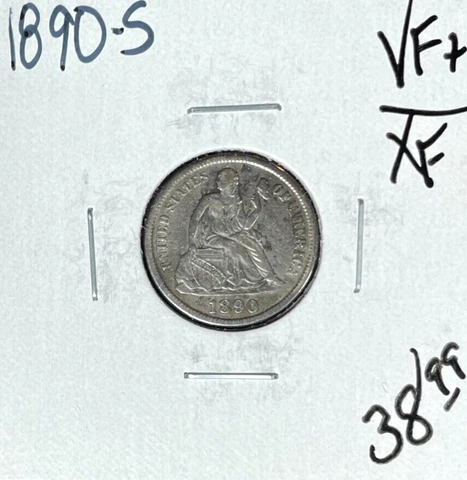 1890-S SEATED LIBERTY SILVER DIME ~ VF+/XF ~NICE COIN~ Cover