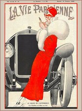 1922 La Vie Parisienne Girl Car French France Travel Advertisement Poster Print