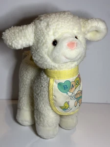 Vintage Carlton Cards White Sheep Lamb Baby Bib Plush 10 Stuffed Animal - Picture 1 of 10