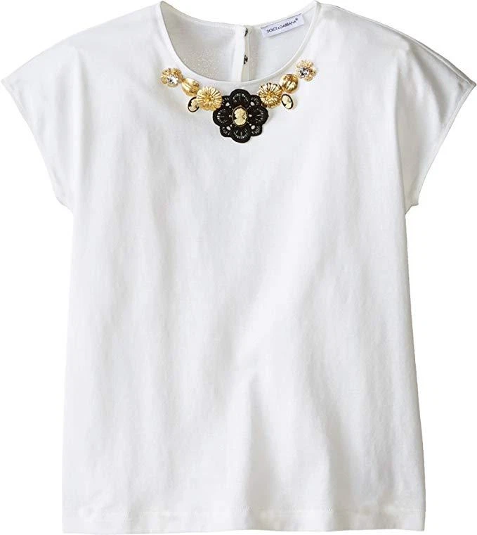 Dolce & Gabbana Kids Girl's City Jeweled T-Shirt (Big Kids) White 8 Big Kids - Image 1 of 1