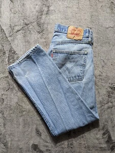 Levi's 501xx Button Fly Distressed Jeans Men's Size 33x33 Light Wash - Picture 1 of 14