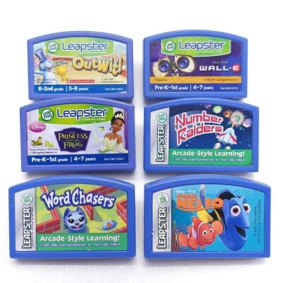 Leap Frog LEAPSTER Games Disney Pixar Learning Wall-E Nemo Princess Lot of 6 - Image 1 of 4