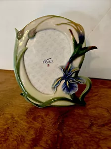 NWT FRANZ-Blue Iris & Hummingbird Sculptured Porcelain Photo Picture Frame - Picture 1 of 5