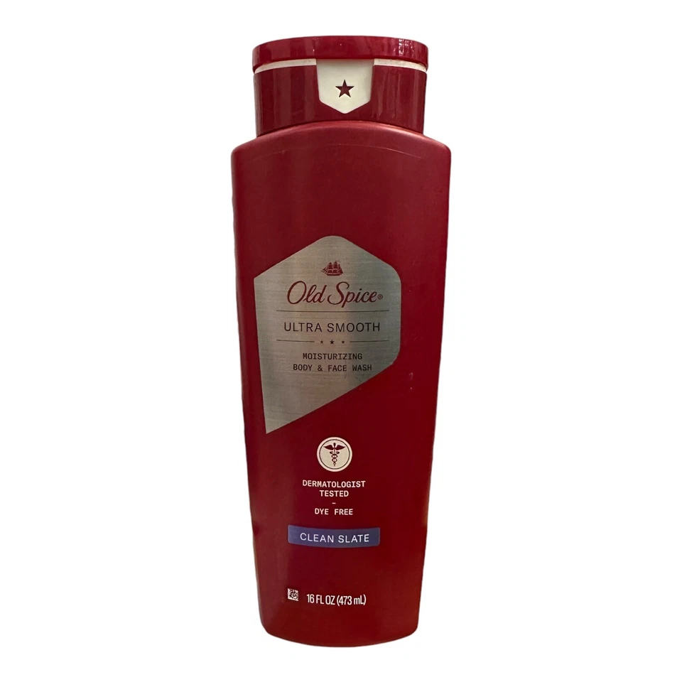 2 Old Spice Ultra Smooth Moisturizing Body and Face Wash Clean Slate 16oz A380