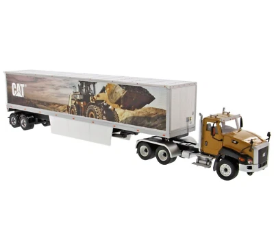 Camion Caterpillar CT660 semi-remorque fourgon 1/50 jaune CAT - DM 85666 - Photo 1/4