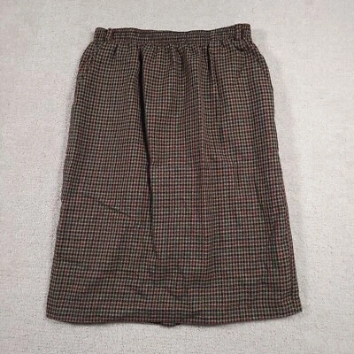 Vtg Briggs New York Skirt Womens 16 Multicolor Knit Check Midi Elastic Waist USA - Imagem 1 de 4