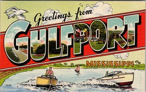 SALUDOS DESDE GULFPORT MISSISSIPPI - NAVEGACIÓN - CARTA GRANDE DE SALUDO - POSTAL - Imagen 1 de 2