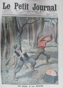 AVIATION LOST AT SEA / BUCHERON DUEL with AXE ENGRAVING SMALL NEWSPAPER 1911 - Picture 1 of 2