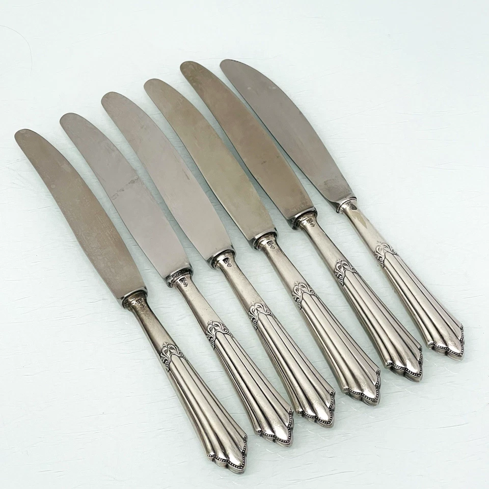 WMF Fächermuster Besteck versilbert 90, 6 kleine Messer Obstmesser 18,4 cm - Bild 1 von 4