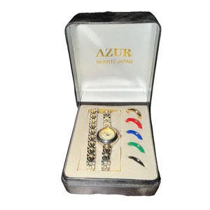 Juego de relojes para mujer Azur Quartz Japón biseles intercambiables vintage tono dorado - Imagen 1 de 4