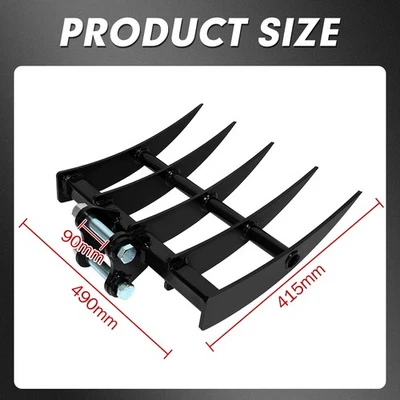 Universal Digger Rake Attachment 490mm/25mm Pins for Soil Loosening Grading Work - Image 1 of 4