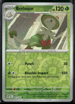 Pokemon Breloom #007/162 SV05: Temporal Forces Reverse Holo Near Mint or Better - Image 1 of 2