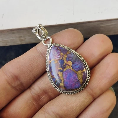 Colgante Turquesa Cobre Púrpura Plata de Ley 925 Artículo de Regalo de Navidad PG8456 Foto 1 de 4