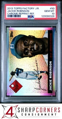 2013 TOPPS JACKIE ROBINSON CHROME REPRINT REFRACTOR #50 HOF PSA 10 - Image 1 of 3