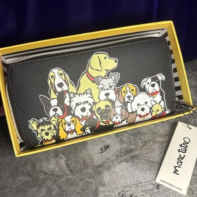 Cartera grande Marc Tetro Dog Lovers con cremallera alrededor de imitación de cuero Yorkie Schnauzer Pit Foto 1 de 4
