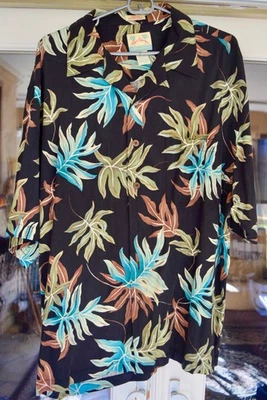 CAMISA DE CUCHARA GRANDE REYN PARA HOMBRE Regency Silk JacGuard Años 90 Seda HAWAIANA Foto 1 de 4