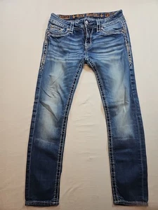 Pantalones de mezclilla ajustados Rock Revival para mujer CELINDA con puños "talla 30x28" pedrería brillantes - Imagen 1 de 20