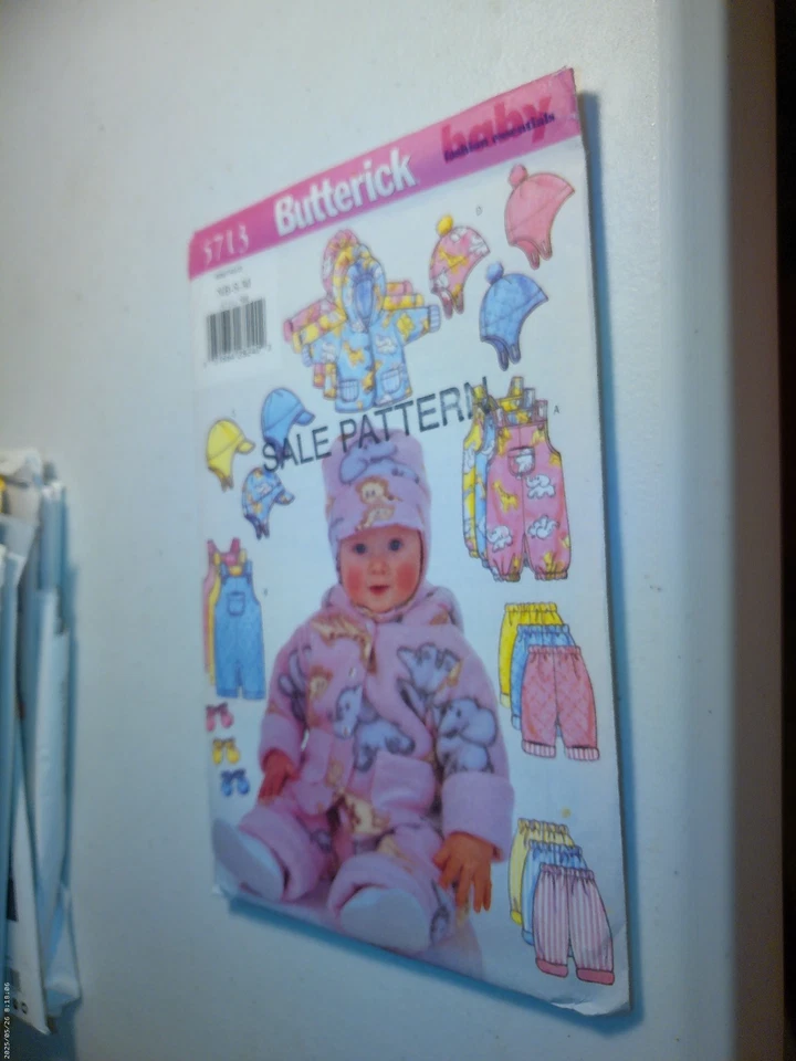 Butterick 5713 Infants'  Jacket Overalls Pants Hat Pattern NB-M - Image 1 of 1