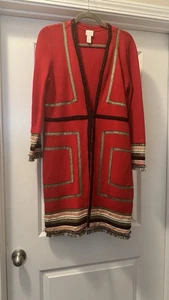 Nuevo $149 Impresionante Chico's Drama Trim Reba Cárdigan Suéter Rojo Talla 1 M - Imagen 1 de 7