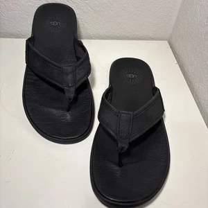 Sandalias de cuero Ugg para hombre negras junto al mar "10" - Imagen 1 de 6