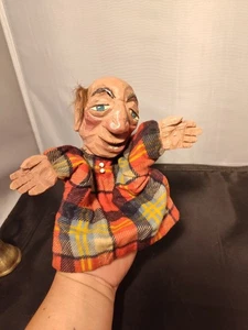 Vintage Early 20th Century Hand Puppet Hand Carved Wooden Head & Hands 8.5-9" - Picture 1 of 12