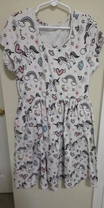 Heart & Arrow Girls Unicorn Print Short Sleeves Summer Dress Size 10 Years Old - Picture 1 of 5