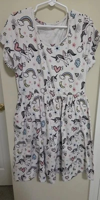 Heart & Arrow Girls Unicorn Print  Short Sleeves Summer Dress Size 10 Years Old - Image 1 of 4