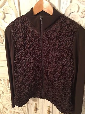 NUEVO JOSEPH RIBKOFF Diseñador Moda Blazer Chaqueta Top Marrón Chocolate Cremallera 8 Foto 1 de 3