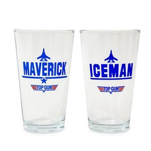 Top Gun Maverick and Iceman 20-Ounce Pint Glasses | Set of 2 - Picture 1 of 8