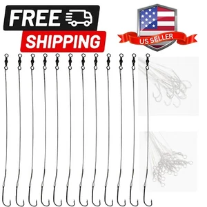 20pcs Nylon Coated Wire Leader Hook Rigs with Stainless Steel Hooks - 2/0 Size - Picture 1 of 7