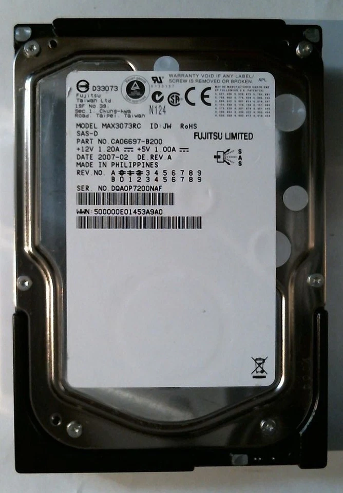 73 GB Fujitsu SAS MAX3073RC 15000 RPM 16MB Hard Drive - Image 1 of 1