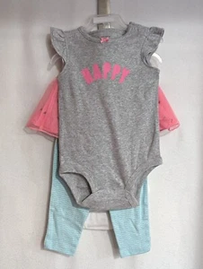 Carter's Baby Girl's 3-Piece "Hello Cutie" Bodysuit and Tutu Legging Set-Sz 12M - Picture 1 of 3