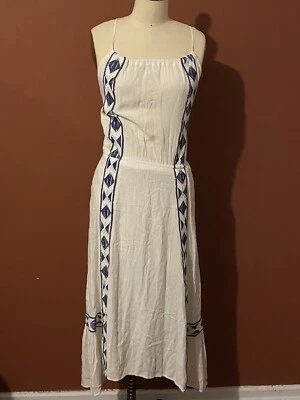 Maxi Vestido Usiku Mujer en Blanco Ella Moss Talla XS Azul Marino Correas Cruzadas Largo Foto 1 de 4