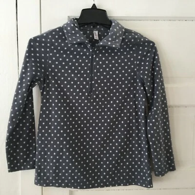 Exertek Women's Fleece Pullover Jacket Size S Gray & White Polka Dot 1/4 Zip - Image 1 of 3